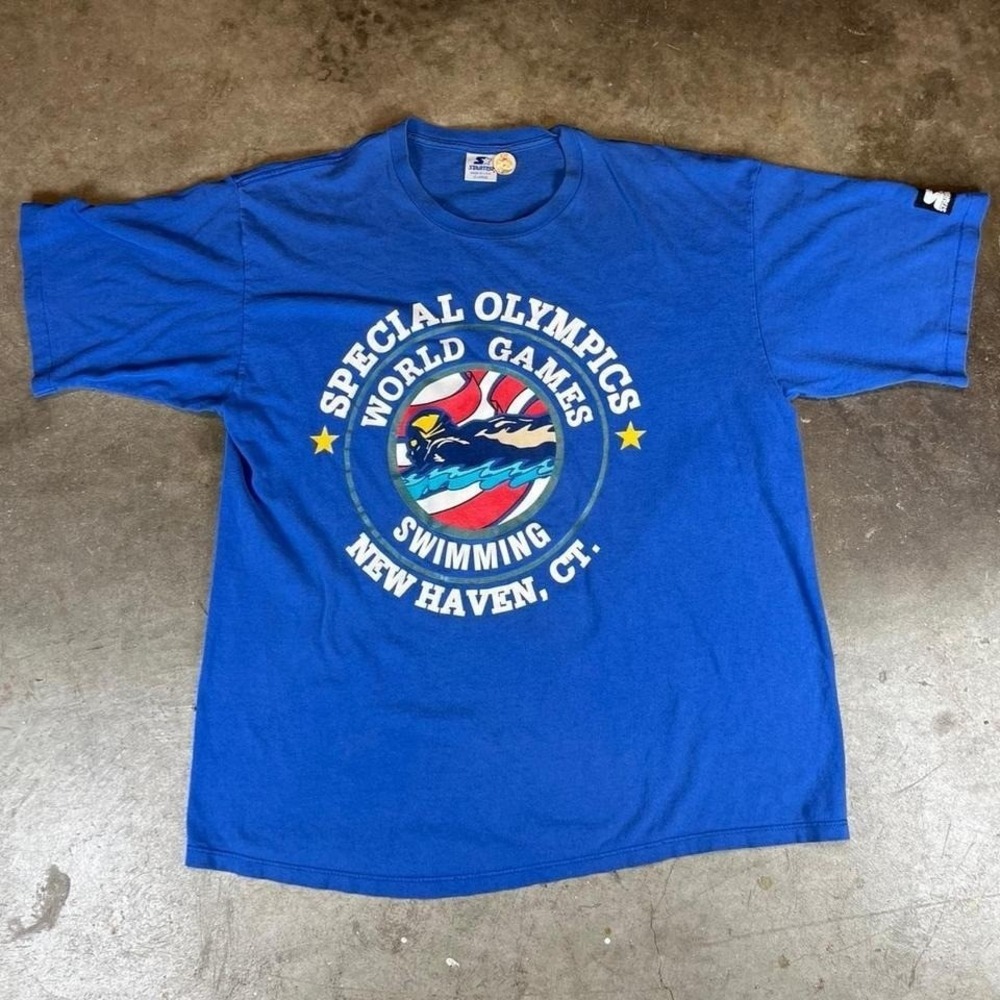 Vintage 90s single stitch Starter Special Olympics blue cotton t-shirt Mens XL